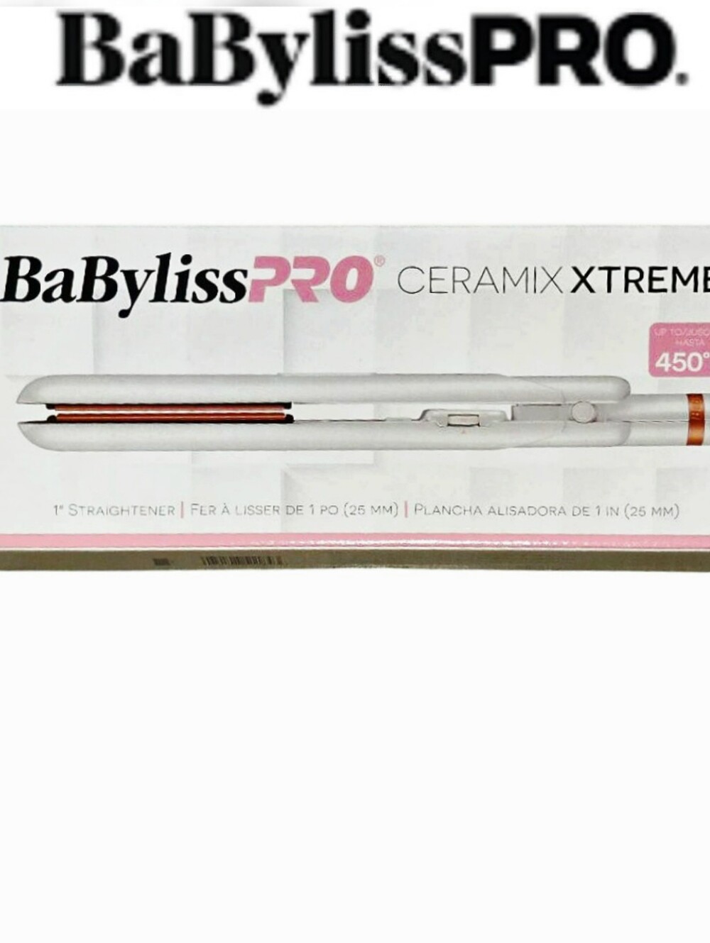 BaBylissPRO Ceramix Xtreme 1" Hair Straightener- White/Gold